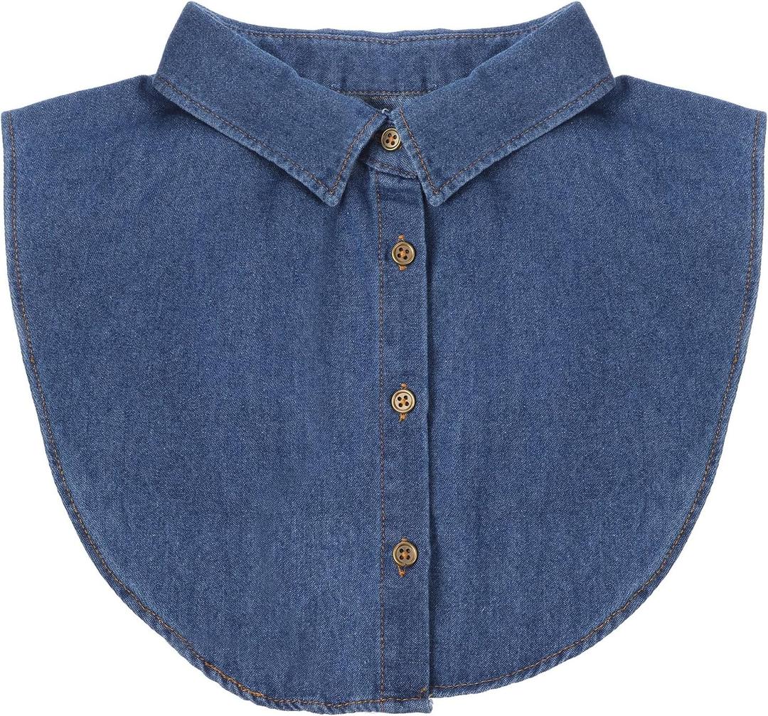 Denim Dickie Fake Denim Collar Faux Collars Dicky Collars for Womens Blouses Lady Girls Shirt Collar Detachable, One Size