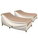 Porch Shield Patio Lounge Chair Cover - Waterproof Outdoor Chaise Lounge Chair Covers 2 Pack - 68W x 30D x 30H inch, Light Tan & Khaki