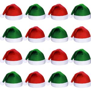 SATINIOR 16 Pieces Christmas Hat Bulk Santa Claus Xmas Santa Non Woven Fabric Hats for Christmas Adult Party Decorations