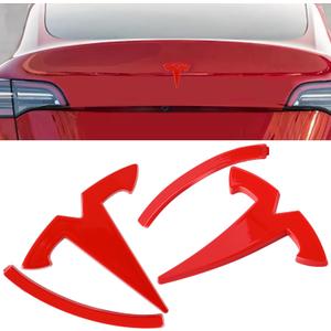 Tinlucys Front/Rear Trunk Emblem Cover Designed for Model Y 2020-2025,Badge Logo Protection Caps for Model Y Glossy Red