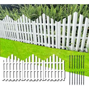 No-Dig Garden Edging Border 13FT Landscape Edging 14.6 Inch Tall for Flower Bed Fence, 14pcs Garden Lawn Edging with Stakes