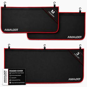 AMALOOT 3Pcs Thick 3-Layer Magnetic Fender Covers for Mechanics Car Fender Protector with 26 Heavy-Duty Magnets, Automotive Fender Cover for Cars Trucks SUVs Mechanic Fender Cover Mat, Size M