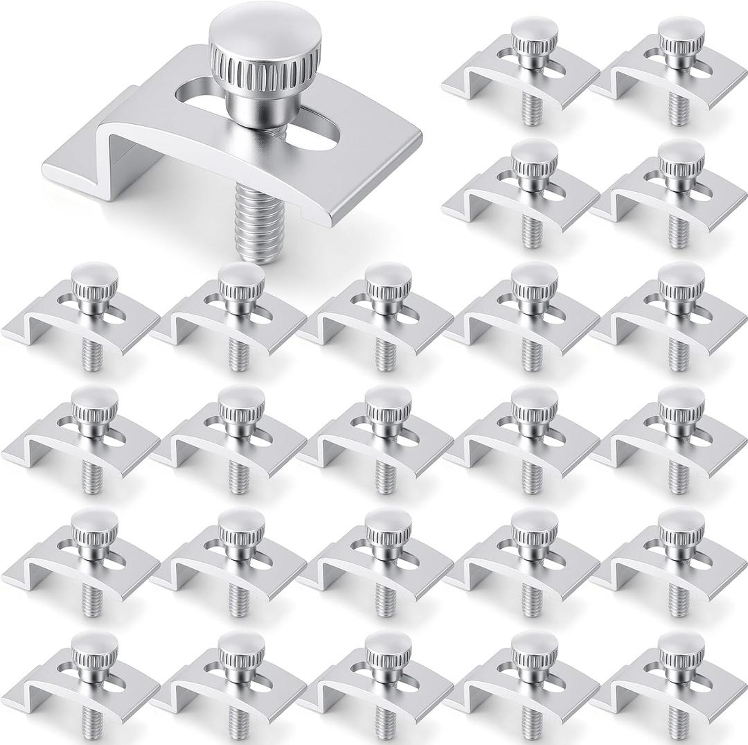 Blulu 24 Pcs T 8726 1/4 Inch Aluminum Storm Door Panel Clip Storm Window Screen Clips Screen Door Hardware(Aluminum)
