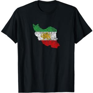 Persian Flag and Map Persia Iran Pride T-Shirt L