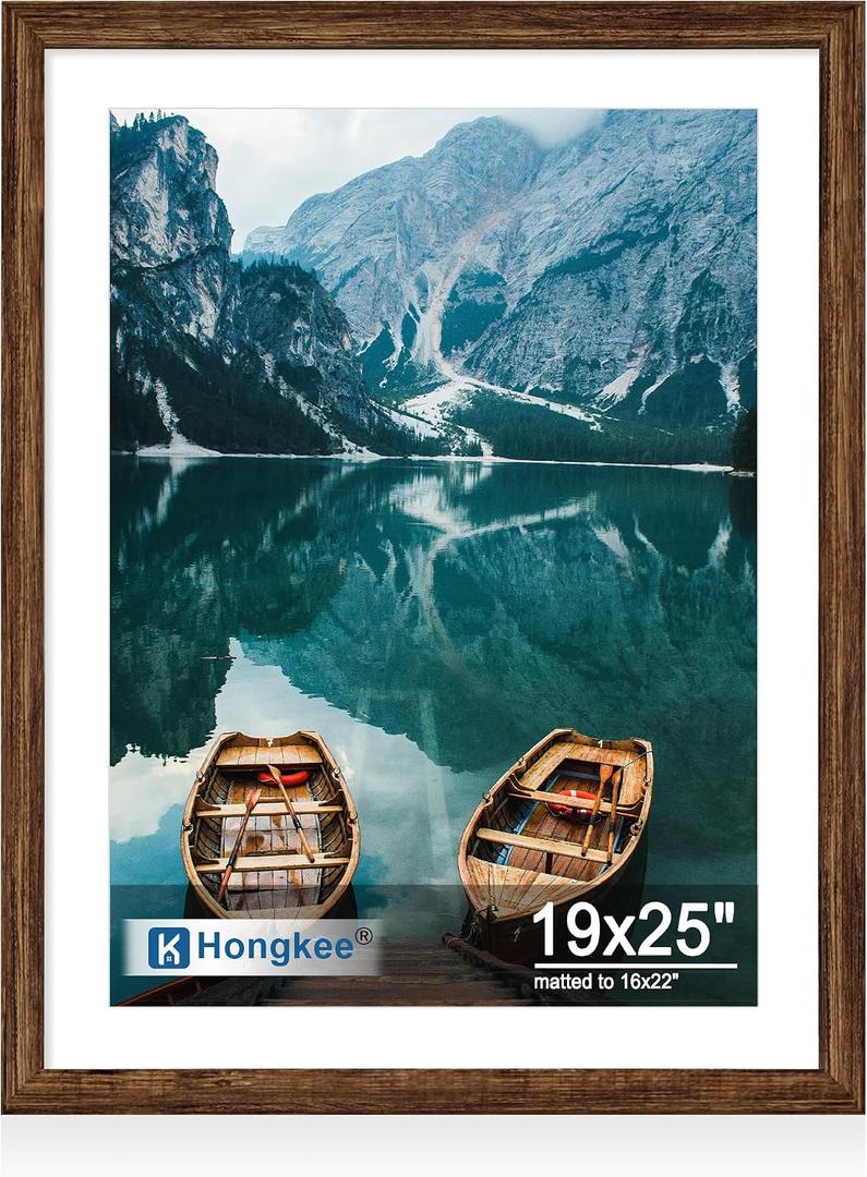 Hongkee 19x25 Frame, Rustic Brown Wood Style, Wall Mounting