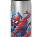 Zak Designs 27oz Marvel 18/8 Single Wall Stainless Steel Water Bottle with Flip-up Straw and Locking Spout Cover, Durable Cup for Sports or Travel (27oz, Spider-Man)