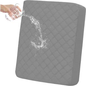 Easy-Going Waterproof Chair Cushion Cover, Non-Slip Leakproof Sofa Seat Cushion Slipcovers, Quilted and Stretch Furniture Protector for Dogs, Pets (1-Piece Chair Cushion, Grey)
