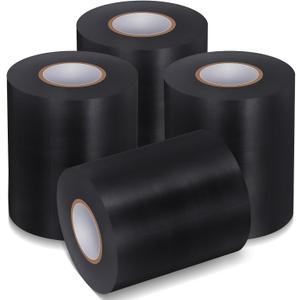 Pangda 4 Rolls 4'' x 65.6' Black Wrestling Mat Tape Heavy Duty Gym PVC Rug 7 Mil for Carpet Seaming Cover Rubber Tape for Wrestling Workout Grappling Exercise, 4 Inch Width