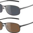 DEHOTRE 2 Pack Bifocal Reading Sunglasses Men Stainless Steel Frame Sun Readers for Driving Zero Top UV400 Metal Hinge