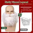 Honcloud Men's 8 Inches Curly White Realistic & Fluffy Fake Beard For Wizard Costume Party and Halloween(White)