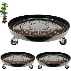 20" 3Pack Metal Plant Caddy with Wheels - Durable & Heavy Duty, Plant Dolly, Indoor/Outdoor Use, Lockable Casters for Easy Maneuvering, Large Flower Pot Stands for Gardens, Balconies