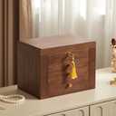 Black Walnut Wooden Jewelry Box for Women with Lock, Mirror, 4 Layer