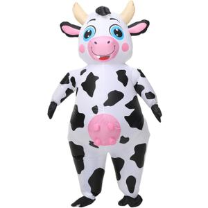 Inflatable Cow Costume Blow up Animal Costume Cow Suit for Cosplay Party Christmas Halloween Parade Carnival Festiva Suit (M (110cm-140cm))