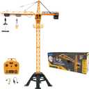 LEXiBOOK, Crosslander Pro, RC Crane, Remote-Controlled Tower Crane, Height 4.20 ft, Lifts up to 1.10 lb, Multidirectional, Sound and Light Effects, Yellow, RCP35, 27.6 inches x 50.4 inches x 16.7 inches