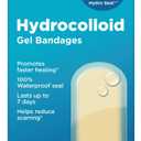 Amazon Basic Care Advanced Fast Healing Hydrocolloid Gel Bandages, Adhesive Wound Care Pads, 0.83 x 1.65 in, 20 Count Pack