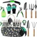 11-Piece Gardening Hand Tools Set with Durable Garden Tool Organizer Bag, Rust-Resistant and Stylish Heavy Duty Garden Tools for Gardening, Perfect Garden Tool Set Gifts for Women