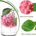 4 Pcs Artificial Hydrangea Silk Flowers with Stems, 19.7" Pink Faux Hydrangeas Bouquet, 240 Petals, UV Resistant & Waterproof Fake Flower for Outdoor Wedding Home Decor