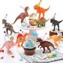 18 Pcs Dinosaur Birthday Party Decorations Animal Cake Toppers Mini Birthday Hat Figure Model for Animals Themed Party