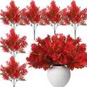 12 Pcs Artificial Oak Leaves Branches Fake Acorns Fall Decor Large Fake Maple Leaves Artificial Greenery Silk Floral Autumn Faux Spray for Thanksgiving Table Centrepieces(Brownish Red)