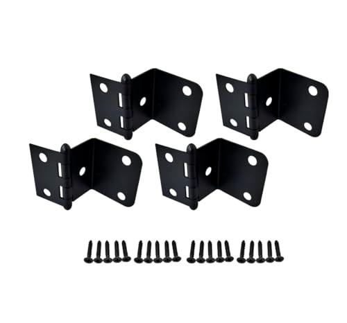 QCAA Durable Steel Semi-Concealed Hinge for Box, Chest & Cabinet, 1-1/2" Width x 1.2 mm Thickness, Matte Black, 4 Pack, Made in Taiwan