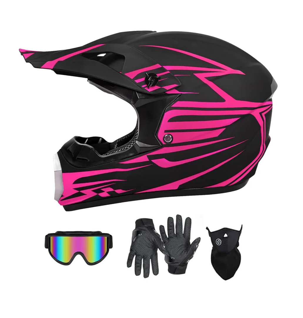 Youth Motocross Offroad Street Helmet DOT Approved Full Face Motorcycle Dirt Bike Helmet Four Wheeler Youth ATV MX Helmet with Gloves,Goggles,Face Shield