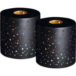 2 Pack Metal Lamp Shades, Cylinder Lamp Shade with 1-5/8" Fitter, Antique Bronze Lampshade Replacement for Lighting Fixture,Chandelier,Table Lamp,Wall Lamp, Floor Lamp, Diameter 4.75 in Height 5in (Starry Sky)