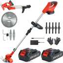 Cordless Weed Wacker, Electric Weed Eater, Grass Trimmer Cordless, 2 Batteries, Weed Erimmer,red