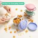 1 Pack Snack Containers for Toddlers, Stainless Steel Toddler Snack Cups with Silicone Food Catcher & Lids,Snack Cups for toddlers Spill Proof (Dark Blue)