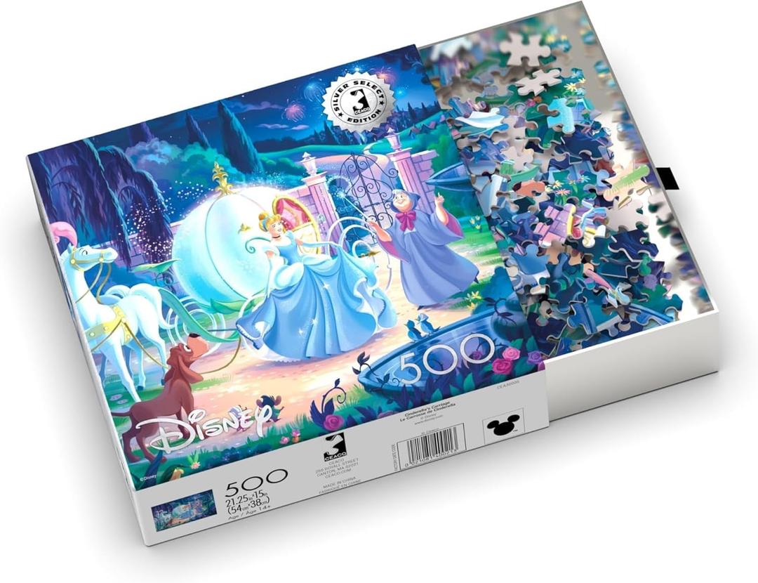 Buffalo Games - Silver Select -Disney - Cinderellas Carriage - 500 Piece Jigsaw Puzzle for Adults -Challenging Puzzle Perfect for Game Nights - Finished Size is 21.25 x 15.00