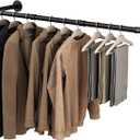 Industrial Pipe Clothing Rack, 41 Inch, Clothes Racks for Hanging Clothes, Garment Racks,Black Iron Pipe Clothes Hanging Bar,Multi-Purpose Hanging Rod for Closet 2 Base(1 Pack) (Black)