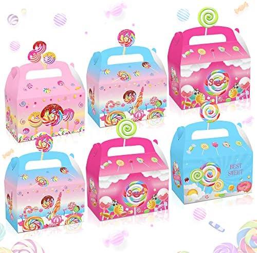 umoni 24pcsCandyland Party Favor Treat Box Candyland Lollipop Design Goody Gift Boxes for Candy Theme Birthday Party Baby Shower Supplies