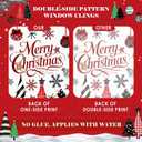 9 Christmas Tree Window Clings, Xmas Tree Snowflake Window Stickers,Merry Christmas Windows Clings, Red Black Xmas Trees Ball Snowflake Snowy Forest Glass Decals for Winter Home Party Decor