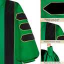 Unisex Deluxe Doctoral Graduation Gown with 8 Sides Doctorate Tam | Gold Piping Doctoral Regalia for Graduation Ceremony Emerald Green-54 (Green)