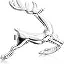 ZeeDix Silver Reindeer Christmas Napkin Rings Set of 8, Napkin Holder Ring for Christmas Dinner Table Decor Cloth Napkins, Wedding Receptions, Holiday Party, Banquet and Home Kitchen