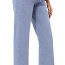 FABRACK Women's Maternity Jeans Mid-Rise Wide Leg Jeans Expandable Waist Straight Denim Pants for Pregnancy and Postpartum (XX-Large, Light Blue)