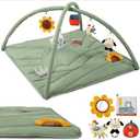 Beautiful Baby Play Gym and Tummy Time Mat - Soft Mat with 5 Farm Toys Creates The Perfect Activity Area for Your Girl/Boy - Stylish Infant Floor Playmat Fits Nicely with Any Playroom Decor