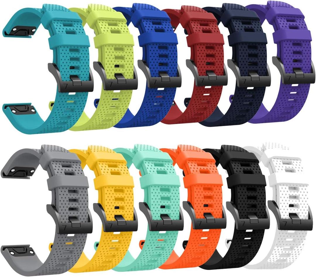 Sunter 20mm Width (12 Pack Quick Soft Silicone Sport Replacement Watch Strap Band Compatible with Fenix 6s/Fenix 6s Pro/Fenix 5S/Fenix 5S Plus