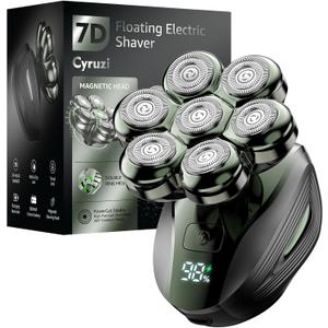 Head Shavers for Bald Men: Upgraded Detachable Head Shaver - IPX7 Waterproof Wet or Dry Electric Razor for Men - 7D LED Display Rechargeable Shaving Grooming Kit with Type-C Charge (Olive Drab)