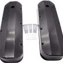 1 SET SHLPDFM Black Colour Valve Covers FABRICATED Polished Aluminum Valve Covers Tall Bolts with Billet Rail Fits for Big Block Chevy BBC 396 427 454 502