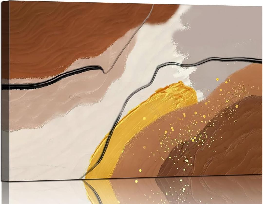 Abstract Wall Art for Living Room Boho Wall Decor Mid Century Modern Prints Pictures Abstract Geometric Painting for Bedroom Orange Minimalist Artwork for Bathroom Home Office Decorations (36"L x 24"W)