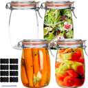 32 oz Wide Mouth Mason Jars,4 Pack Glass Pickling Jars with Airtight Lids,Air Tight Glass Storage Container for Canning,Pickling,Fermenting (32OZ)