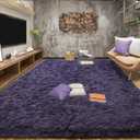 Tepook Super Soft Fluffy Rug for Bedroom, Modern Shaggy Rug Fuzzy Kids Rug for Living Room, Plush Indoor Nursery Home Decor Rug with Non-Slip Bottom, Gray Purple, 5 X 8 Feet