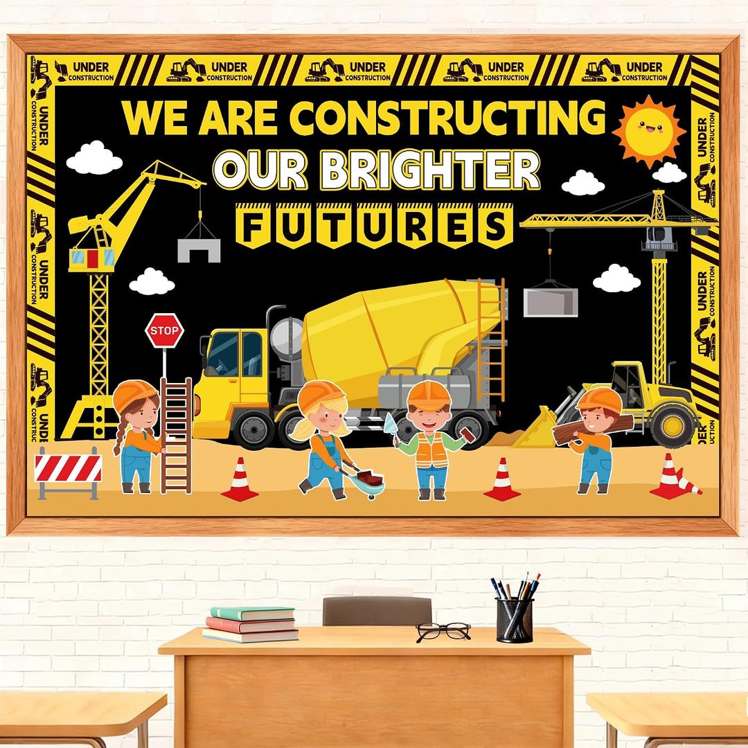 2 x Construction Bulletin Board Back to School Construction Theme Decorations