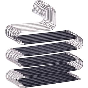 devesanter Hangers Space Save Non-Slip 6 Pack S-Shape Clothes Hangers Stainless Steel Closet Storage Organizer for Pants Jeans Scarf Trousers Hanging Black