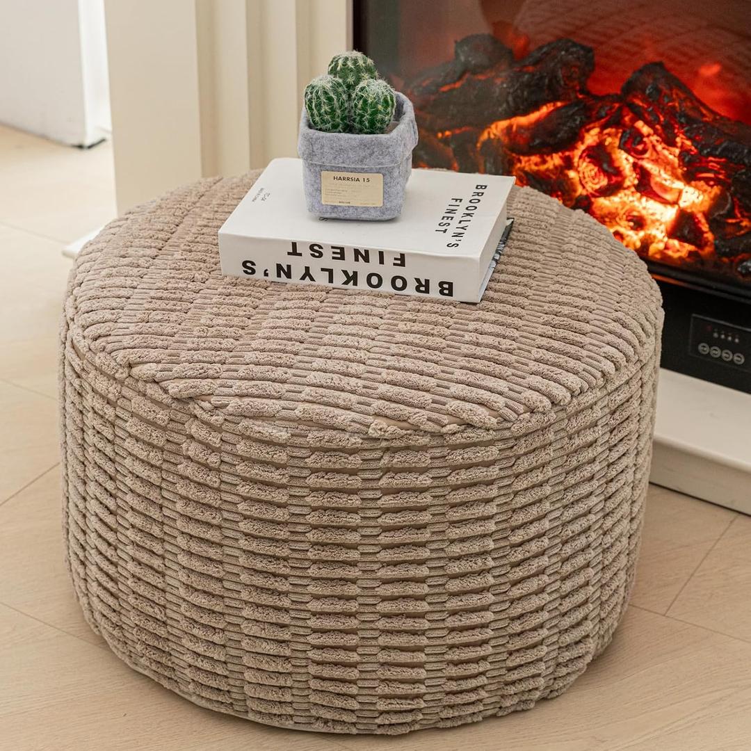 Asuprui Pouf Ottoman Stuffed Round Modern Foam Filled Ottoman Foot Rest Poufs for Living Room Chair Decorative Boho Foot Stool for Wedding Christmas Party
