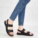 Women Flat Sandals Dreesy: Comfortable Summer Sandals for Women 2025 - Ladies Indoor Outdoor Casual Shoes for Walking (Black)