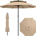 AreShark 11ft 2 Tiers Patio Umbrella - Outdoor Umbrella Waterproof UV Protection, Market Table Umbrella w/ 8 Sturdy Ribs&Crank for Pool, Porch, Garden(Beige)