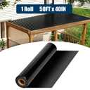 Under Deck Drainage System 50FT x 40IN, Fits 12" & 16" Joist Spacing | HDPE Waterproof Deck Drainage Membrane, Black Under Deck Rain System for Patios & Pool Decks
