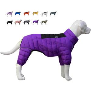 Purple Dog Warm Jacket, Zippered Adjustable Outdoor Snow Jacket - Waterproof, Windproof, Reflective - Small to XXXXL (4XL (24inch Back))