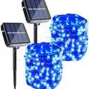 Joomer Solar Fairy Lights, 2-Pack Total 80FT 240LED Solar String Lights Outdoor Waterproof 8 Lighting Modes for Fence Party Garden Patio Yard Home Holiday Tree Outdoor Decoration (Blue)